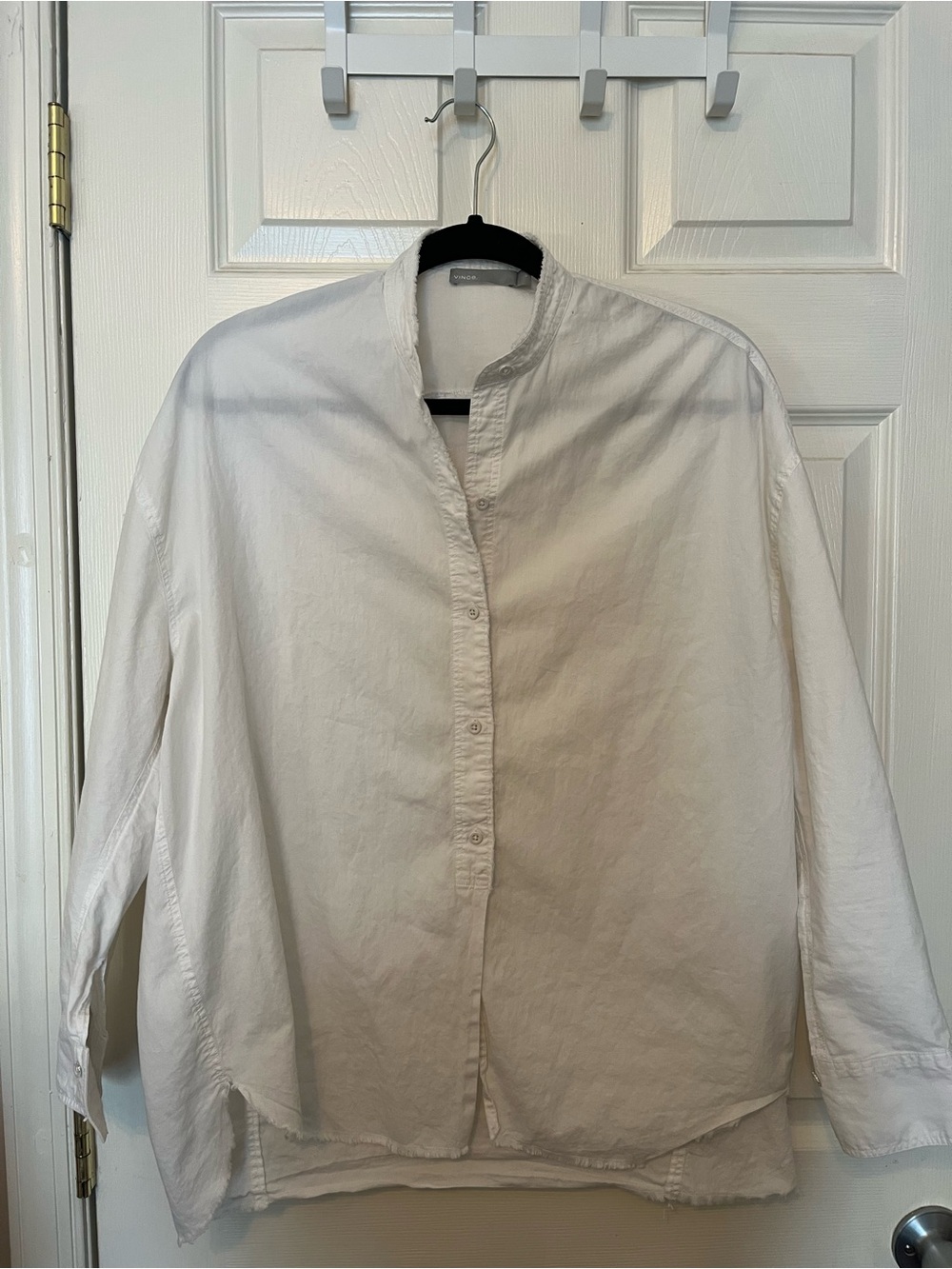 Vince White Long-Sleeve Button Shirt Small Cotton Silk - Picture 2 of 6